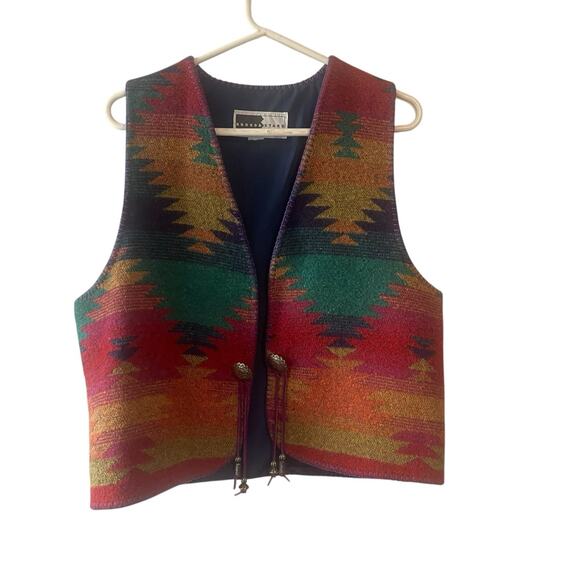 Rhonda Stark Vest Womens Large Southwest Wool Blend Western Aztec Pattern Boho - Picture 1 of 5